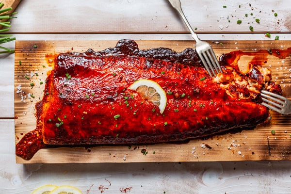 Spiced Cedar Plank Salmon With a Maple Bourbon Glaze