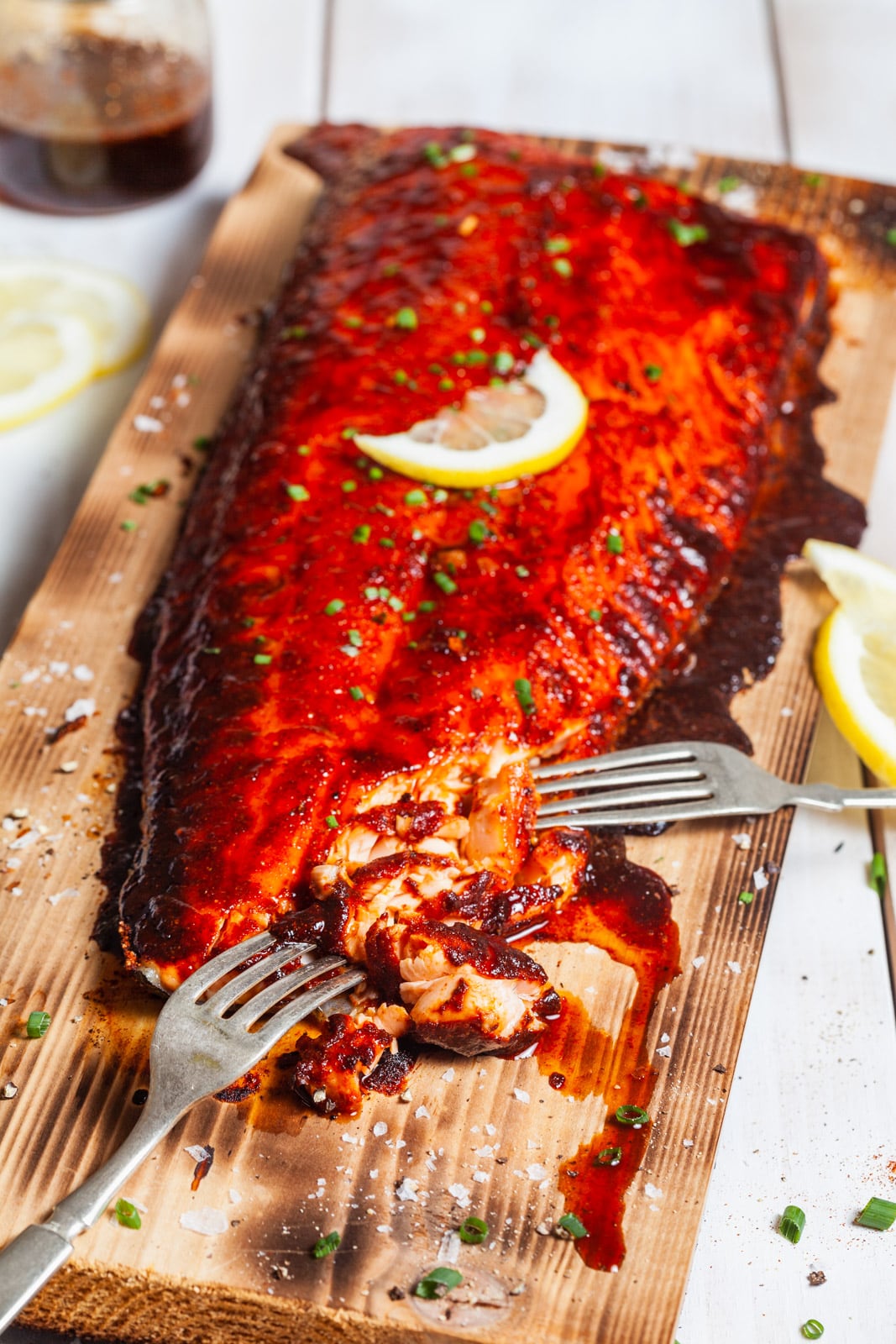 Spiced Cedar Plank Salmon With a Maple Bourbon Glaze