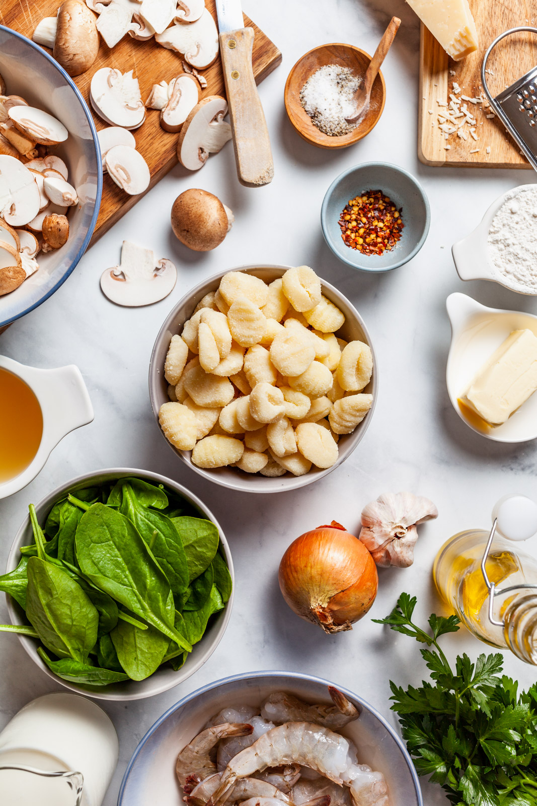 One Pan Creamy Gnocchi With Shrimp and Spinach