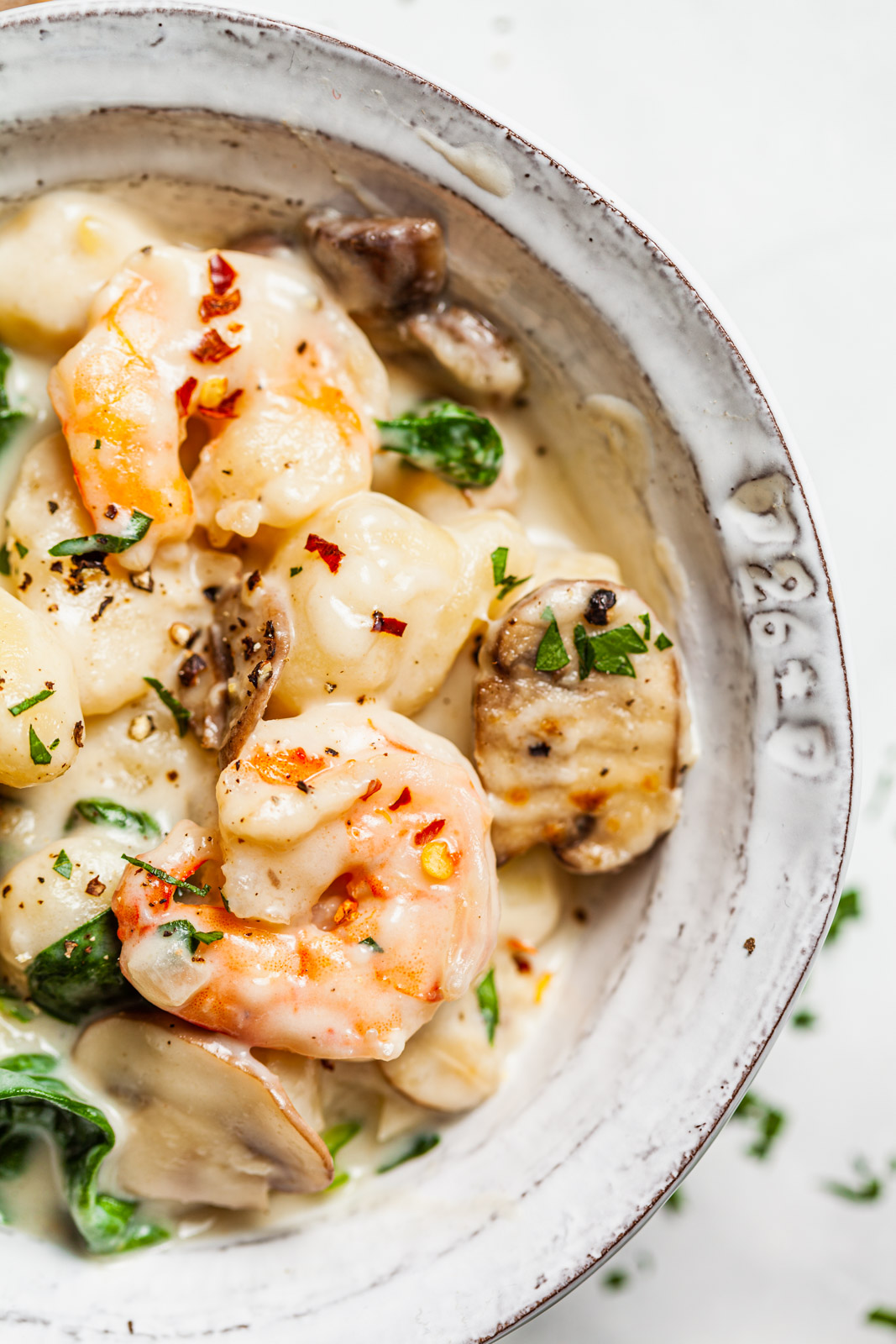One Pan Creamy Gnocchi With Shrimp and Spinach