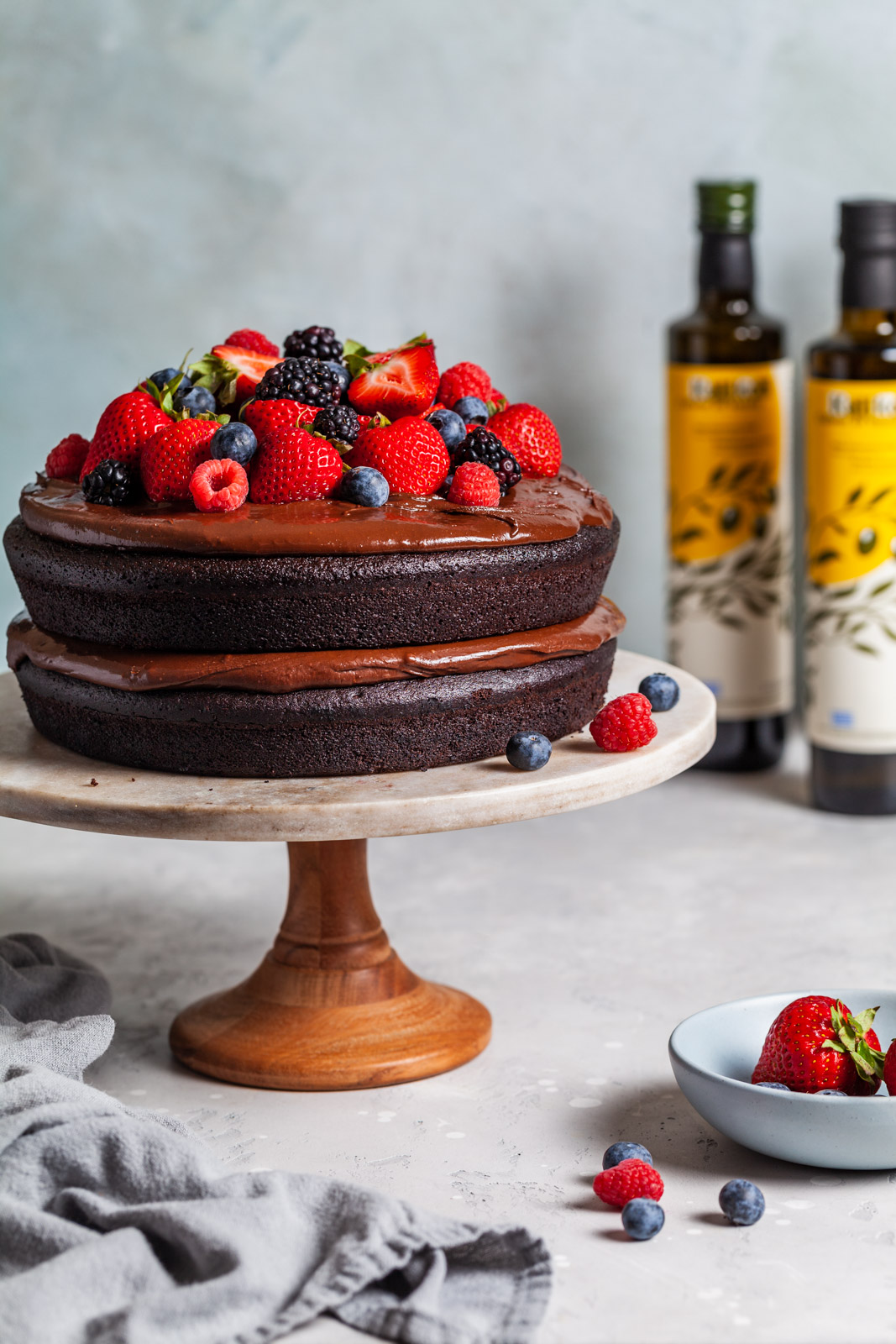 Vegan Chocolate Olive Oil Cake With Olive Oil Frosting