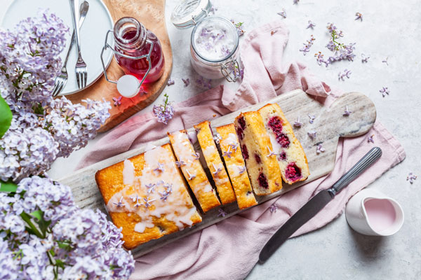 Lilac Lemon Blackberry Pound Cake With a Lilac Glaze