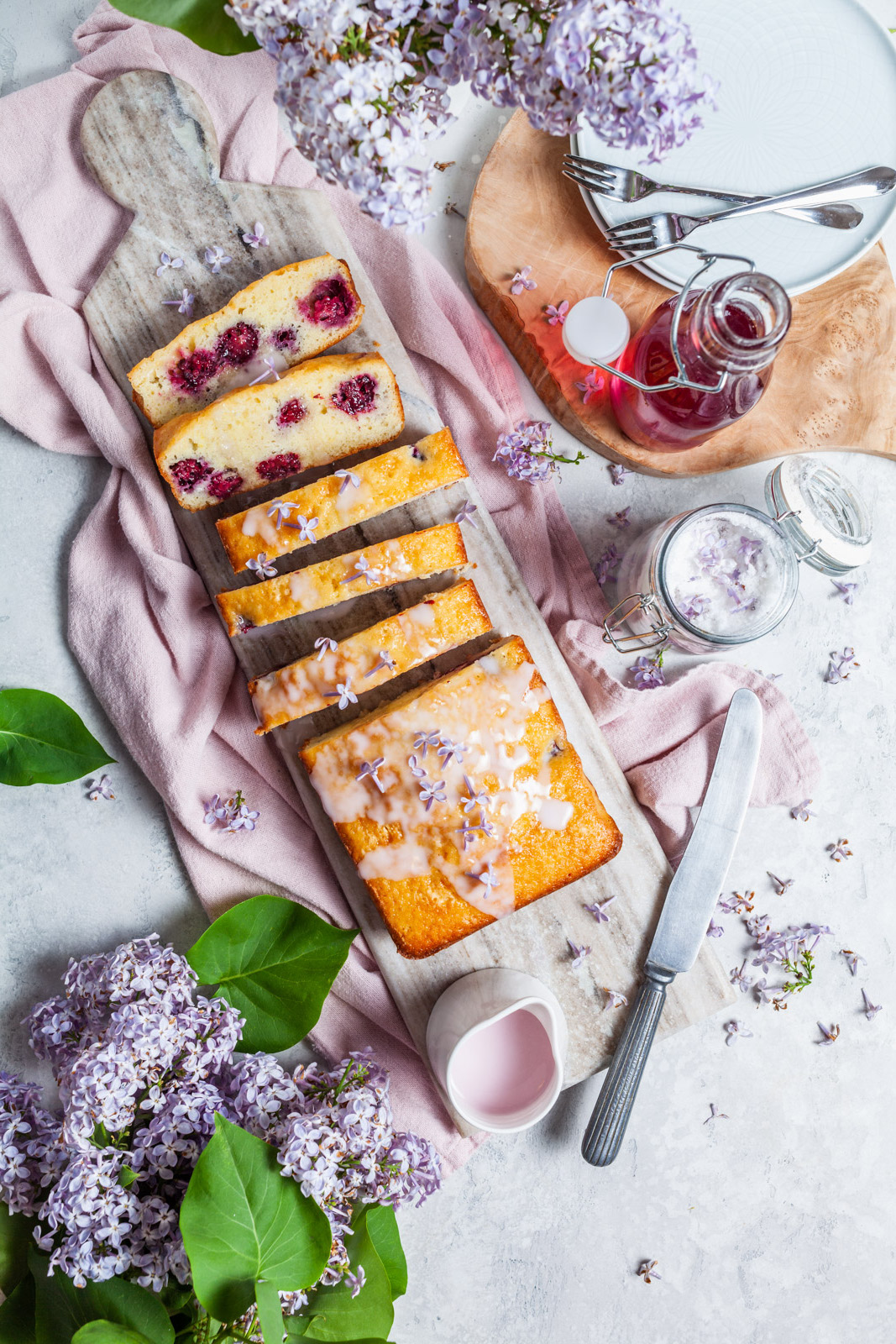 Lilac Lemon Blackberry Pound Cake With a Lilac Glaze