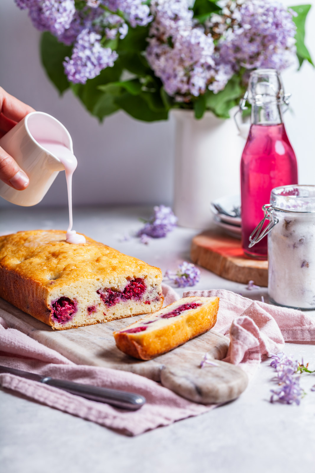 Lilac Lemon Blackberry Pound Cake With a Lilac Glaze