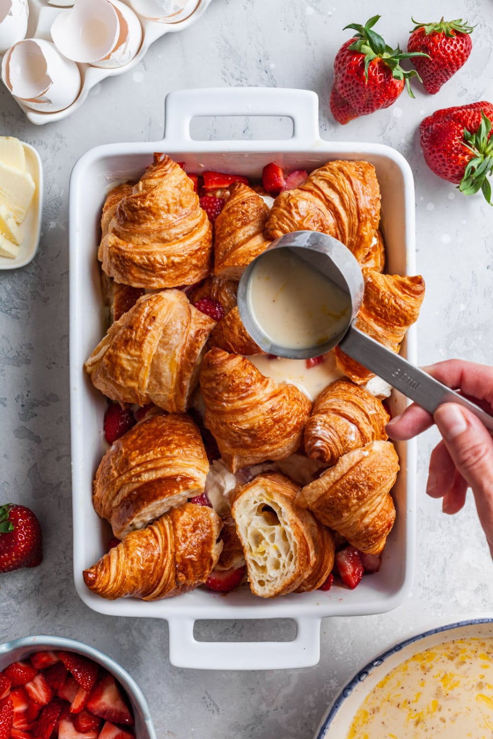 Croissant Baked French Toast With Strawberries and Cream