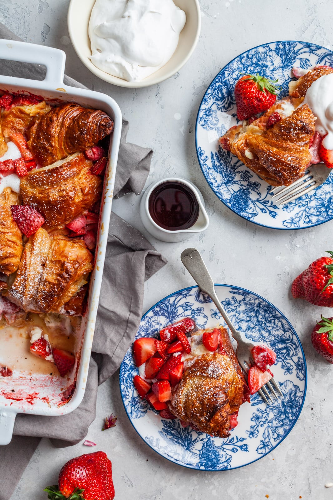 Croissant Baked French Toast With Strawberries and Cream