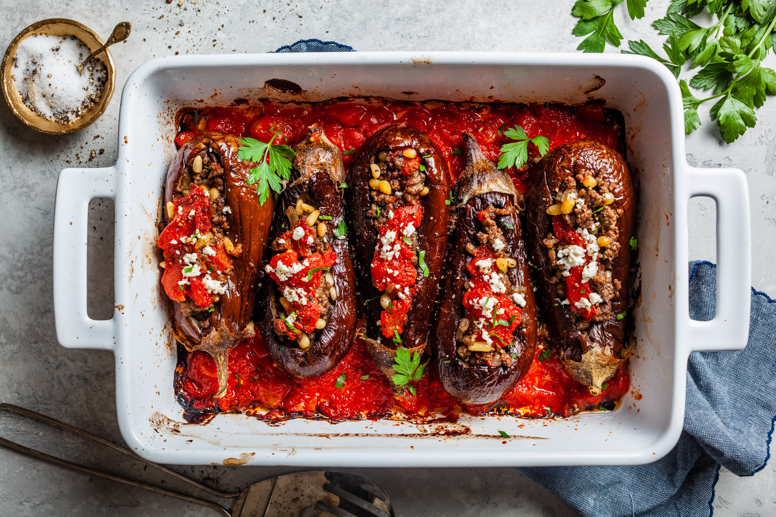 Middle Eastern Meat Stuffed Eggplant