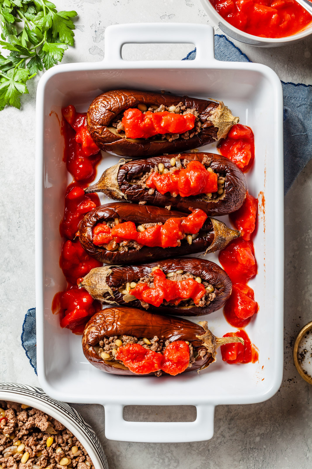 Middle Eastern Meat Stuffed Eggplant