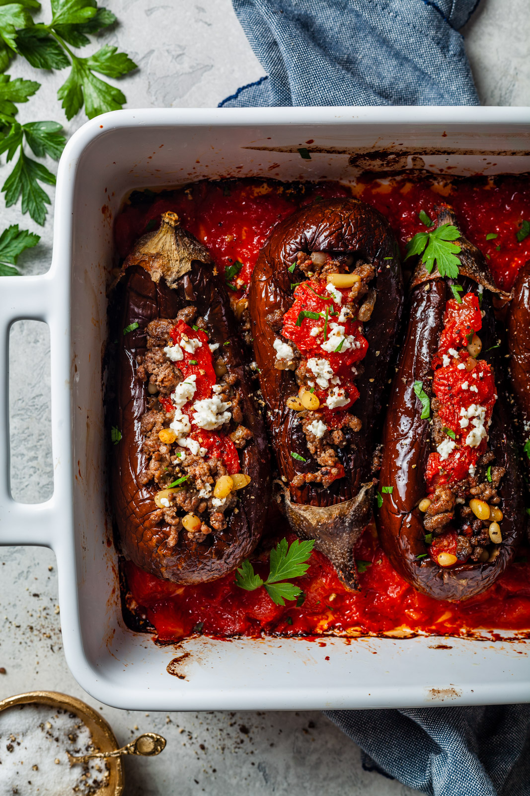 Middle Eastern Meat Stuffed Eggplant