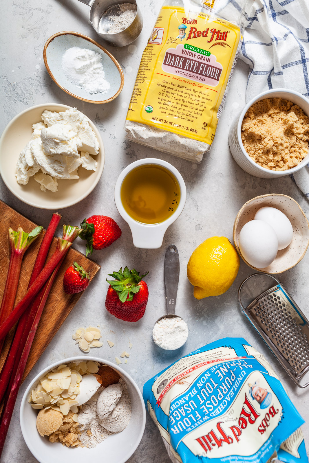 Strawberry Rhubarb Ricotta Skillet Buckle