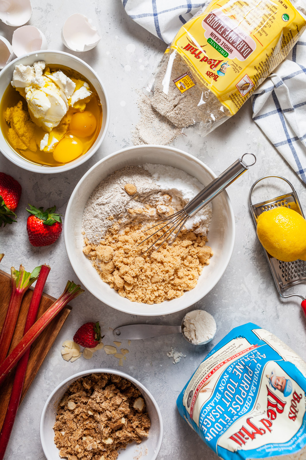 Strawberry Rhubarb Ricotta Skillet Buckle