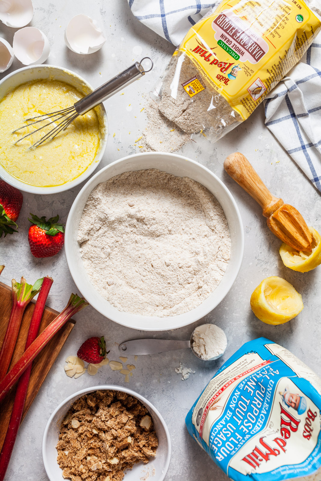 Strawberry Rhubarb Ricotta Skillet Buckle