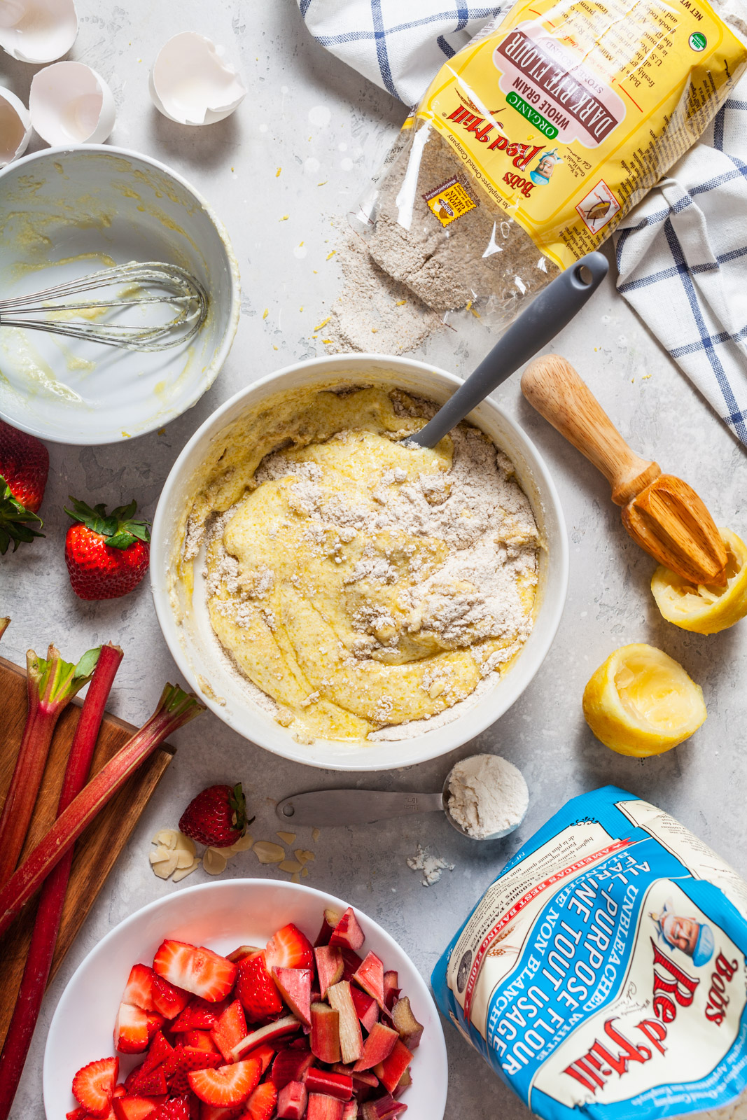 Strawberry Rhubarb Ricotta Skillet Buckle