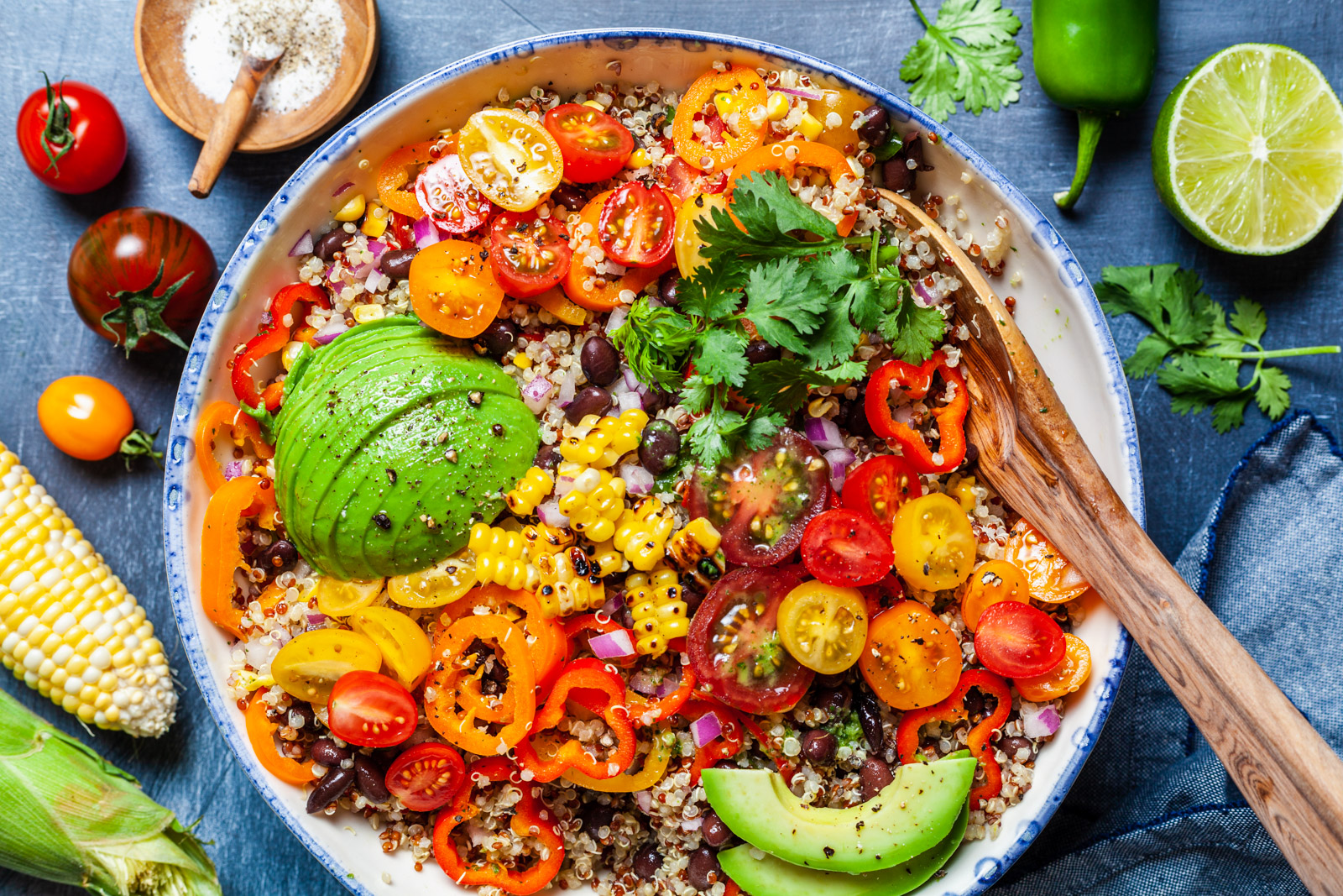 Corn and Quinoa Salad With a Cilantro Jalapeño Lime Dressing