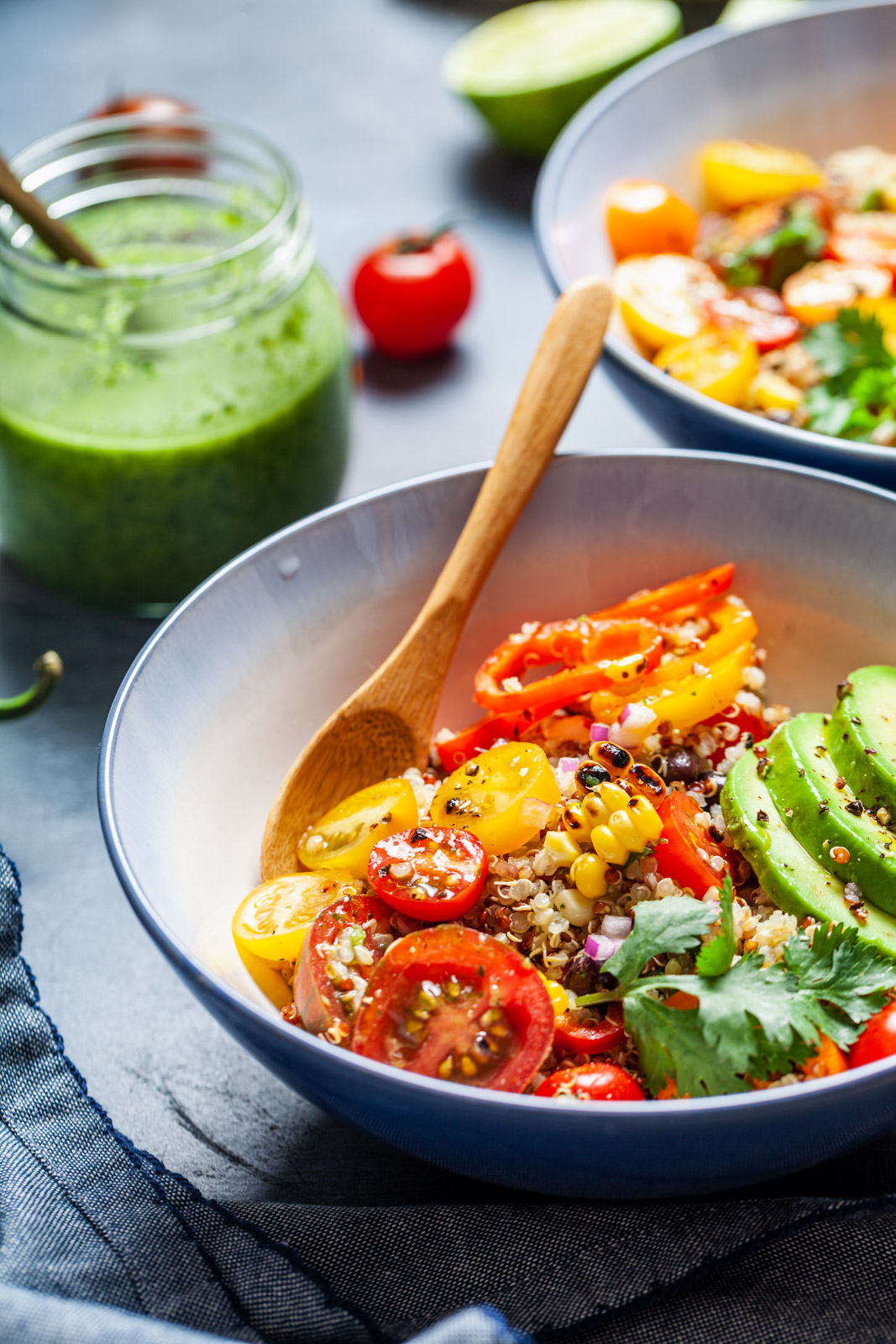 Corn and Quinoa Salad With a Cilantro Jalapeño Lime Dressing