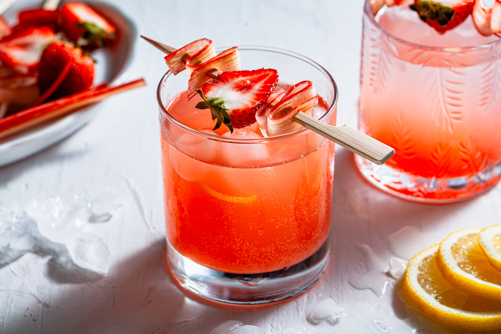 Strawberry Rhubarb Gin Fizz