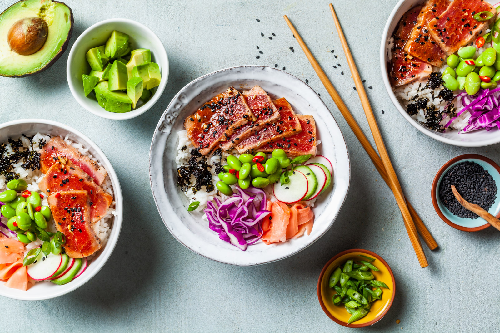 Seared Tuna Poke Bowls