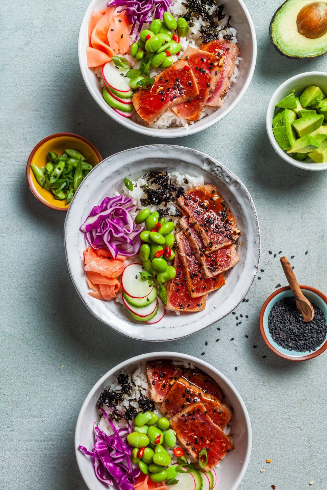 Seared Tuna Poke Bowls