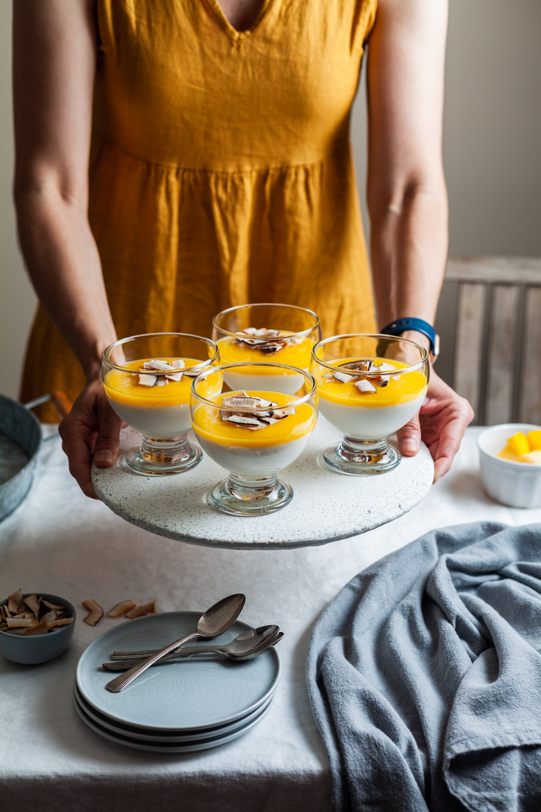 Vegan Coconut Panna Cotta With Mango Jelly