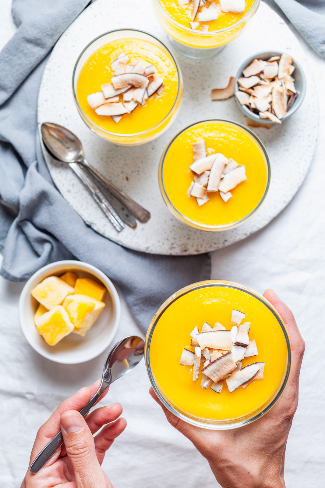 Vegan Coconut Panna Cotta With Mango Jelly