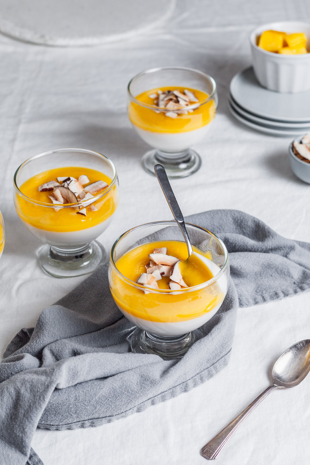 Vegan Coconut Panna Cotta With Mango Jelly