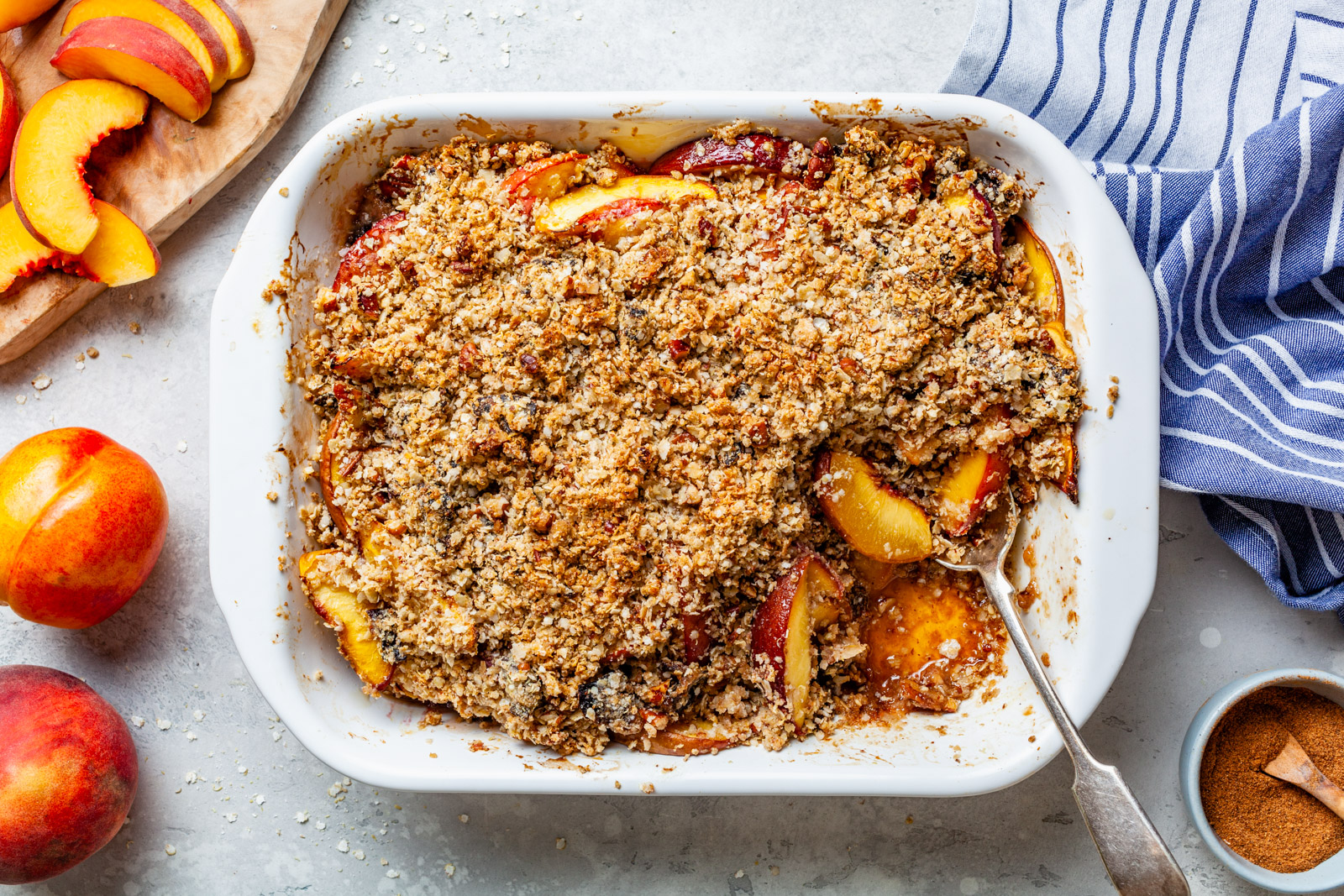 Peach and Nectarine Pecan Sandy Crumble