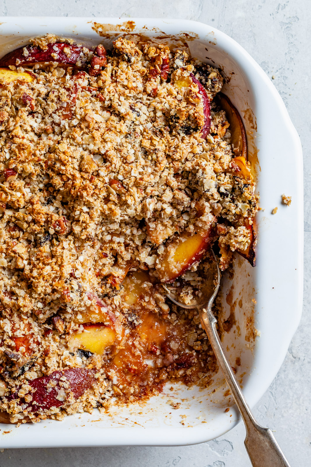 Peach and Nectarine Pecan Sandy Crumble