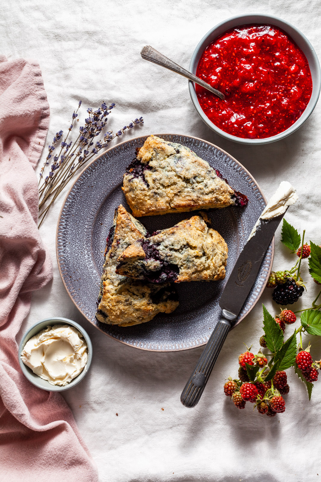 Lemon Scones With a Lavender Glaze