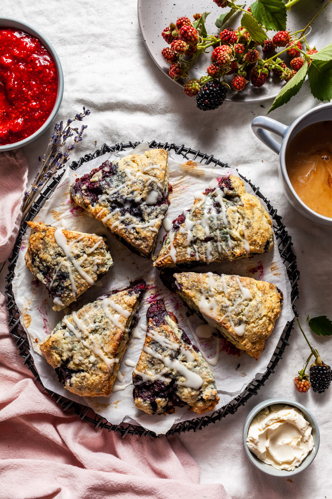 Lemon Scones With a Lavender Glaze