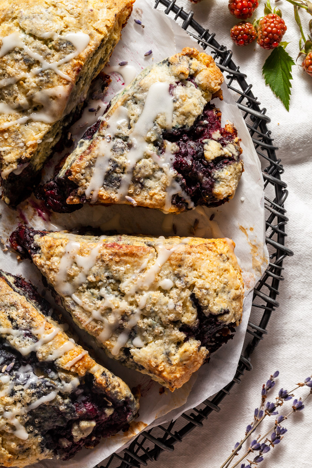 Lemon Scones With a Lavender Glaze