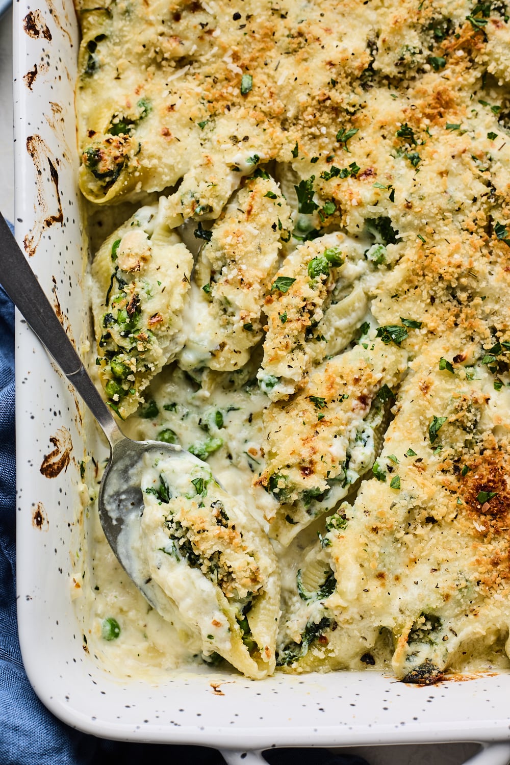 Creamy Stuffed Shells With Tuna and Spinach