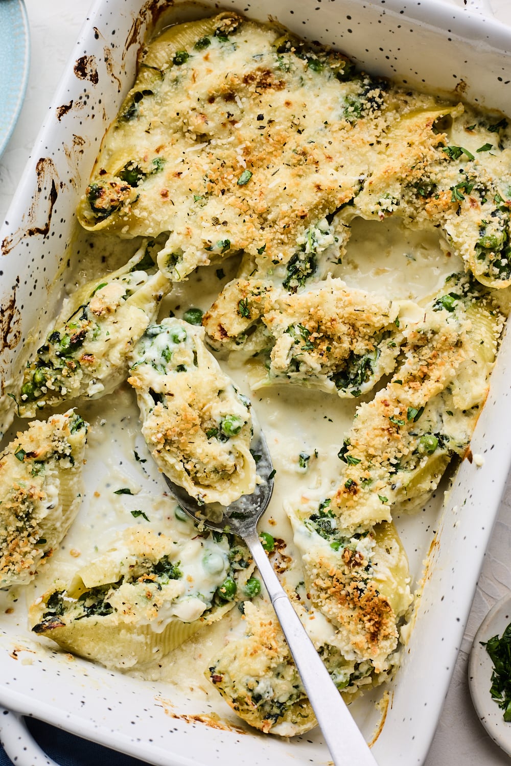 Creamy Stuffed Shells With Tuna and Spinach