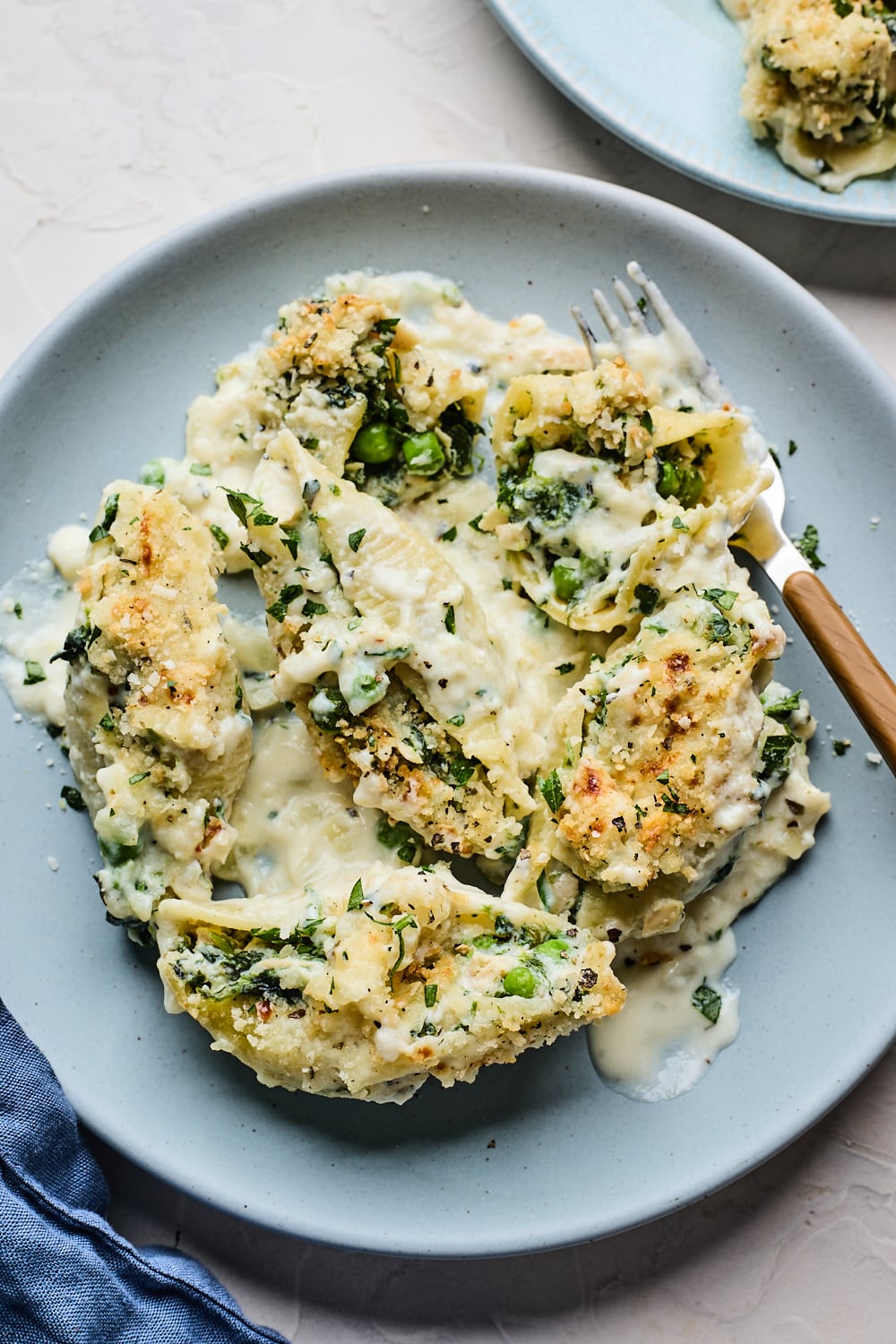 Creamy Stuffed Shells With Tuna and Spinach