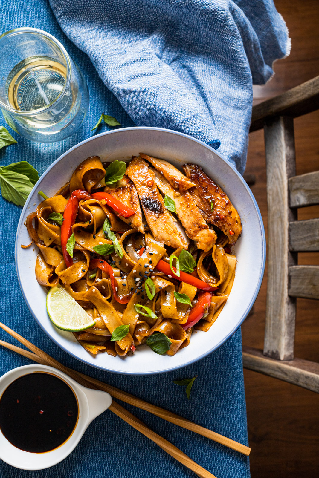 Thai Chili Yellowfin Tuna Steaks With Spicy Drunken Noodles (Pad Kee Mao)