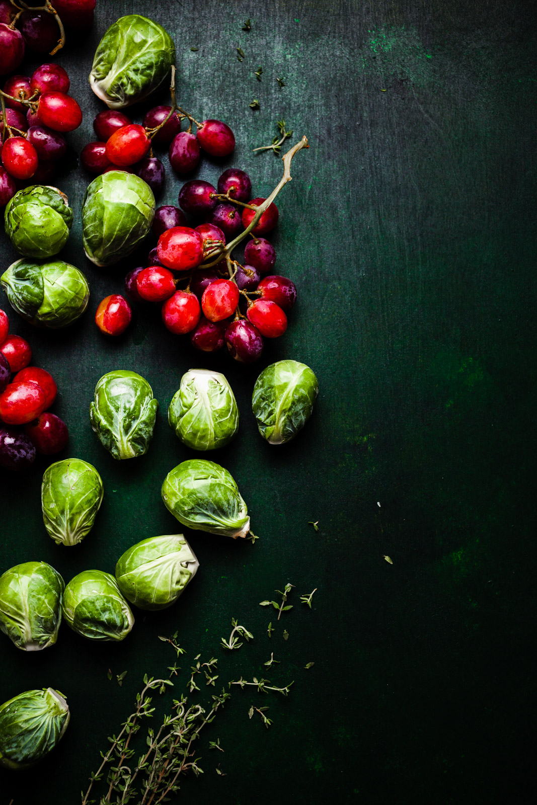 Roasted Brussel Sprouts and Grapes With Bacon