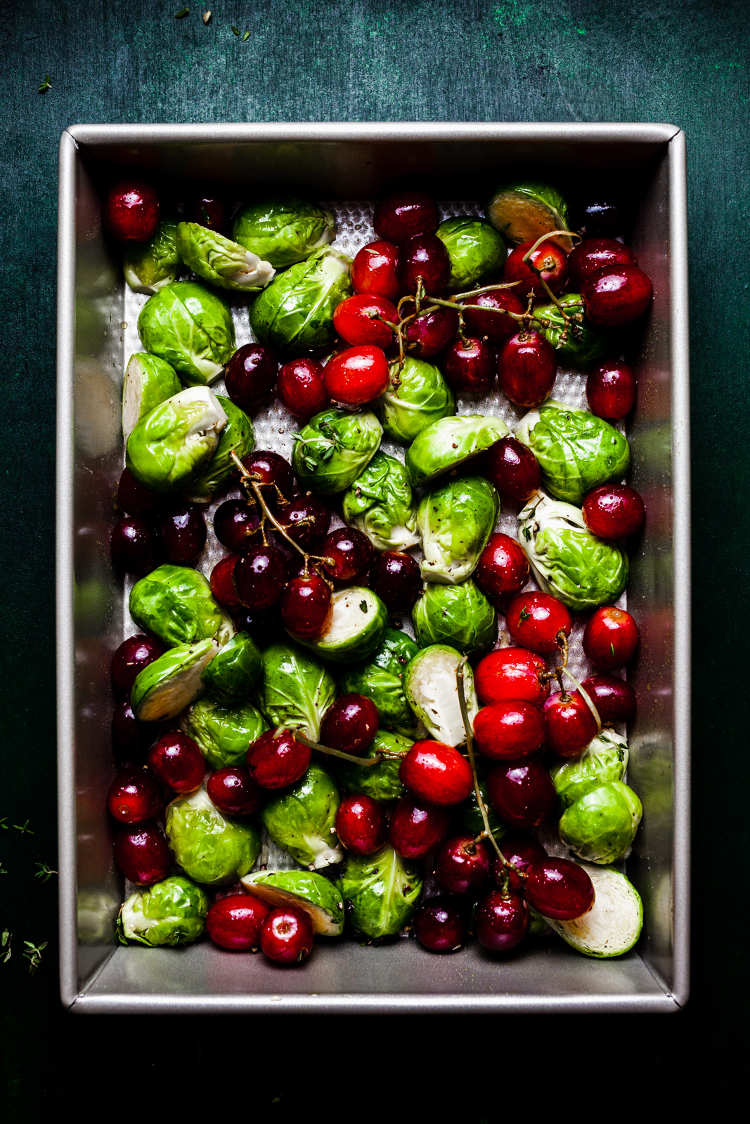 Roasted Brussel Sprouts and Grapes With Bacon