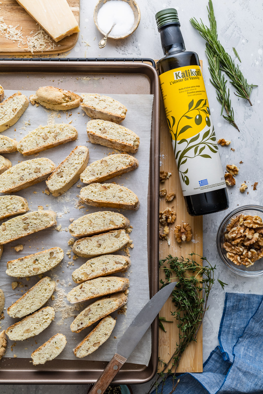 Savory Parmesan & Herb Walnut Biscotti - Lemony Thyme