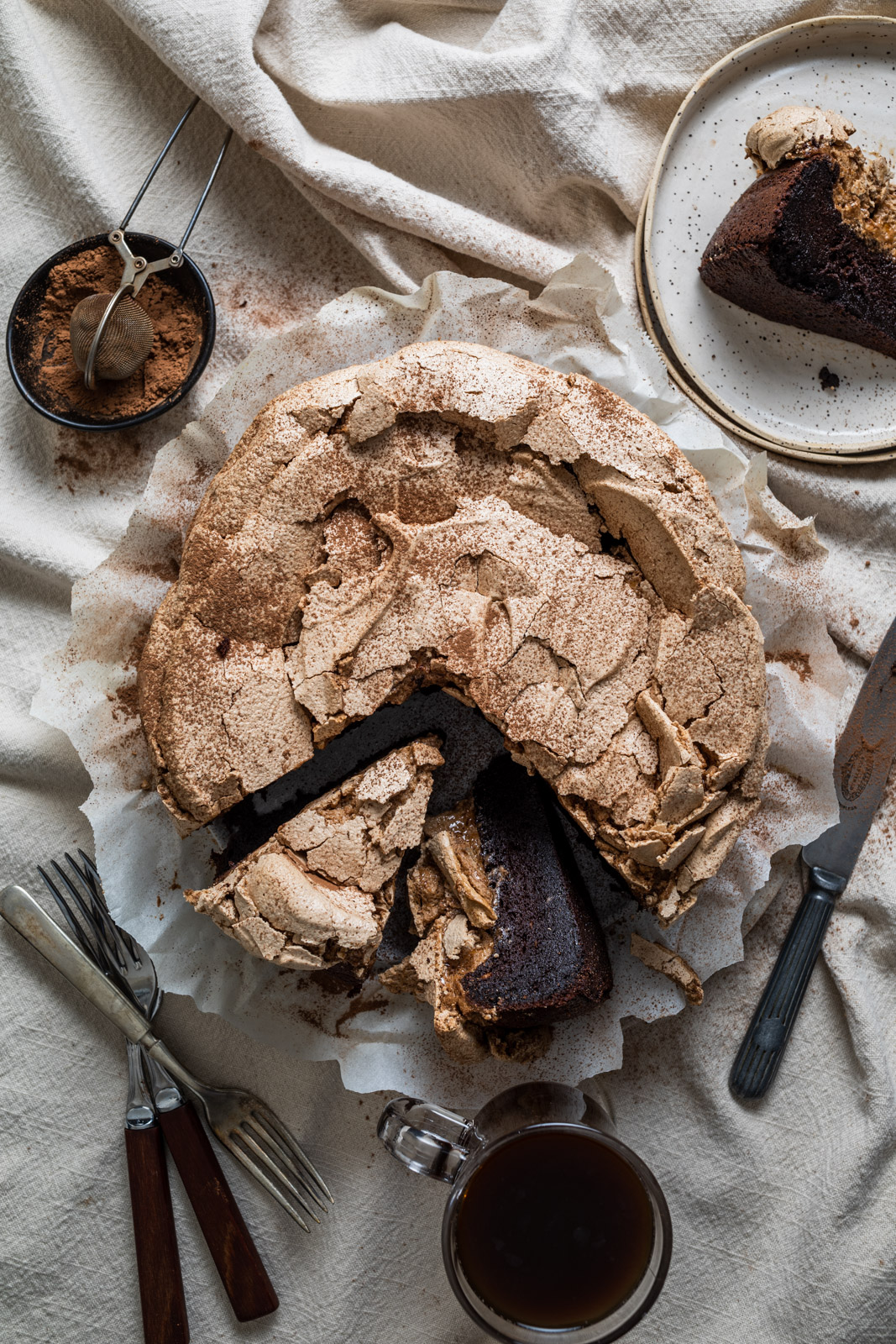 Food Processor Flourless Chocolate Meringue Cake