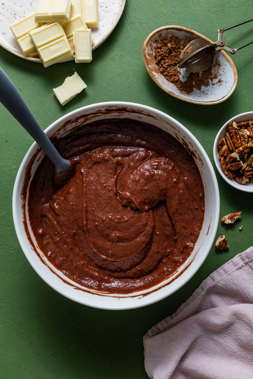 Chocolate Beet Brownies With Pecans and a White Chocolate Beet Glaze