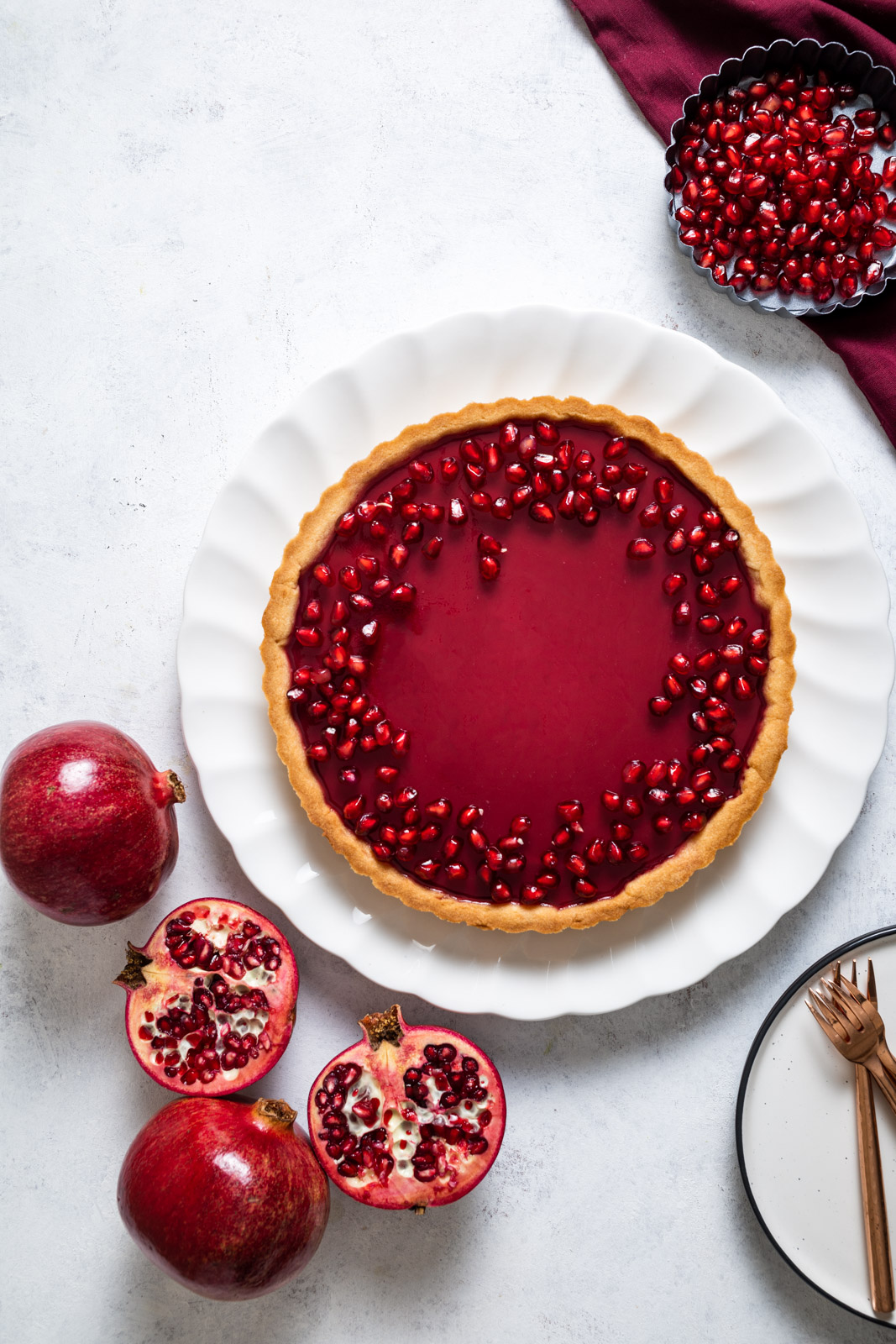 Pomegranate Ricotta Cheesecake Tart