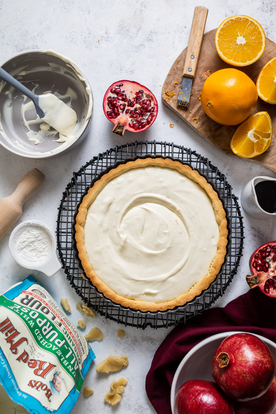 Pomegranate Ricotta Cheesecake Tart