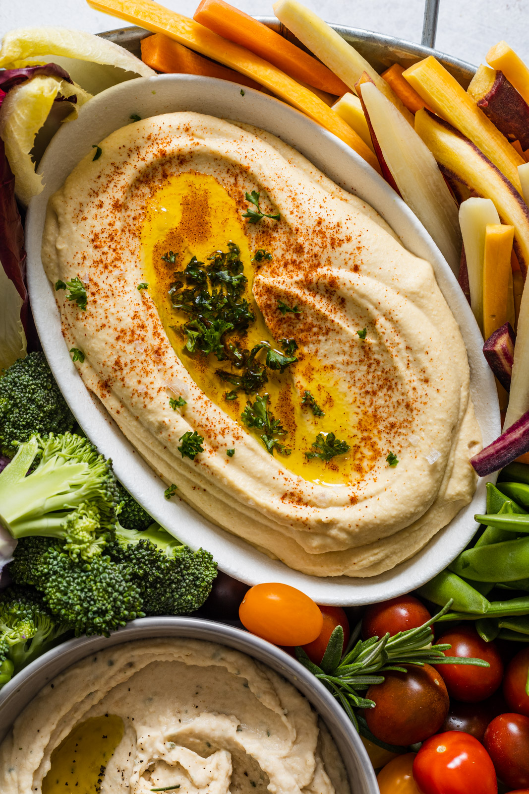 Creamy Hummus and White Bean Dip With Roasted Garlic and Rosemary