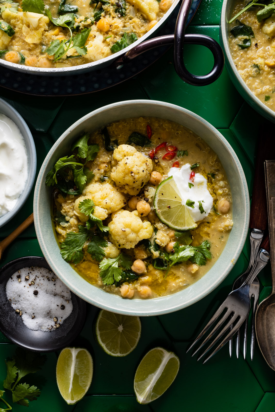 One Pot Cauliflower Dal and Quinoa Green Curry