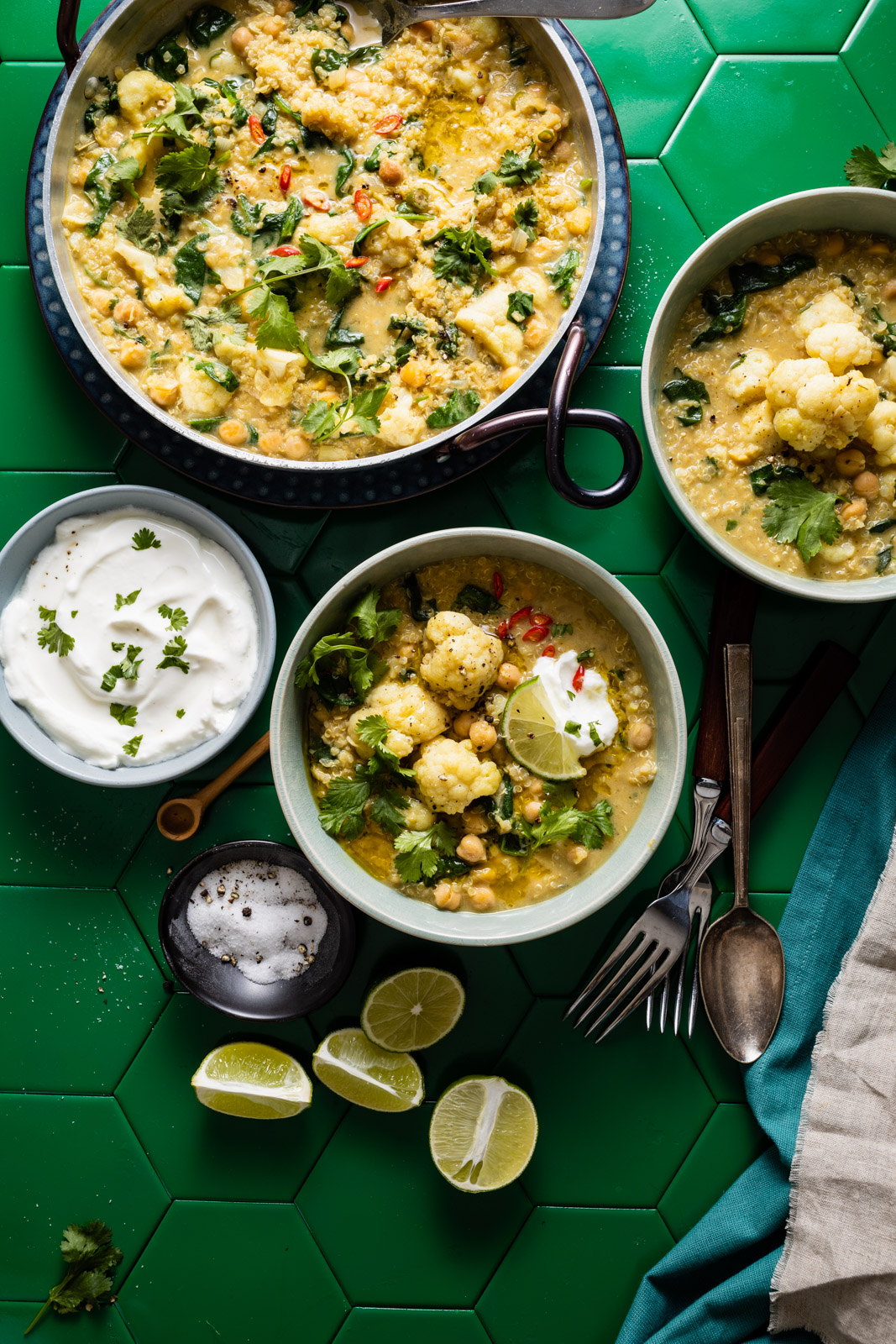 One Pot Cauliflower Dal and Quinoa Green Curry