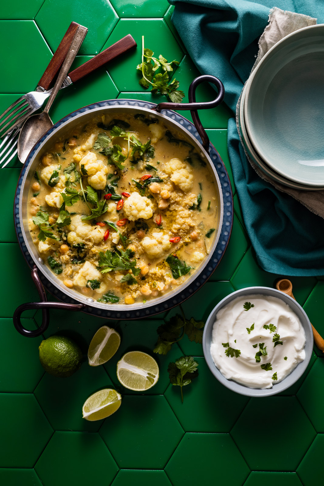 One Pot Cauliflower Dal and Quinoa Green Curry