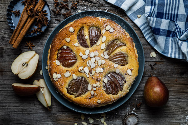 Poached Pear and Almond Tart