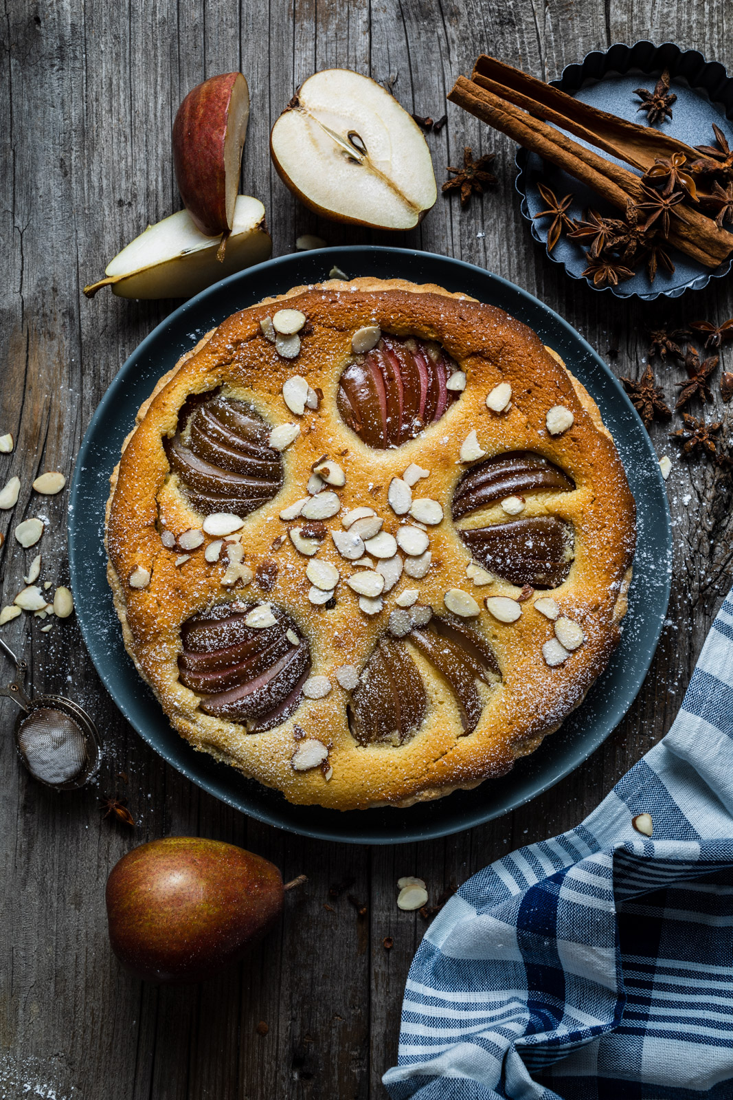 Poached Pear and Almond Tart