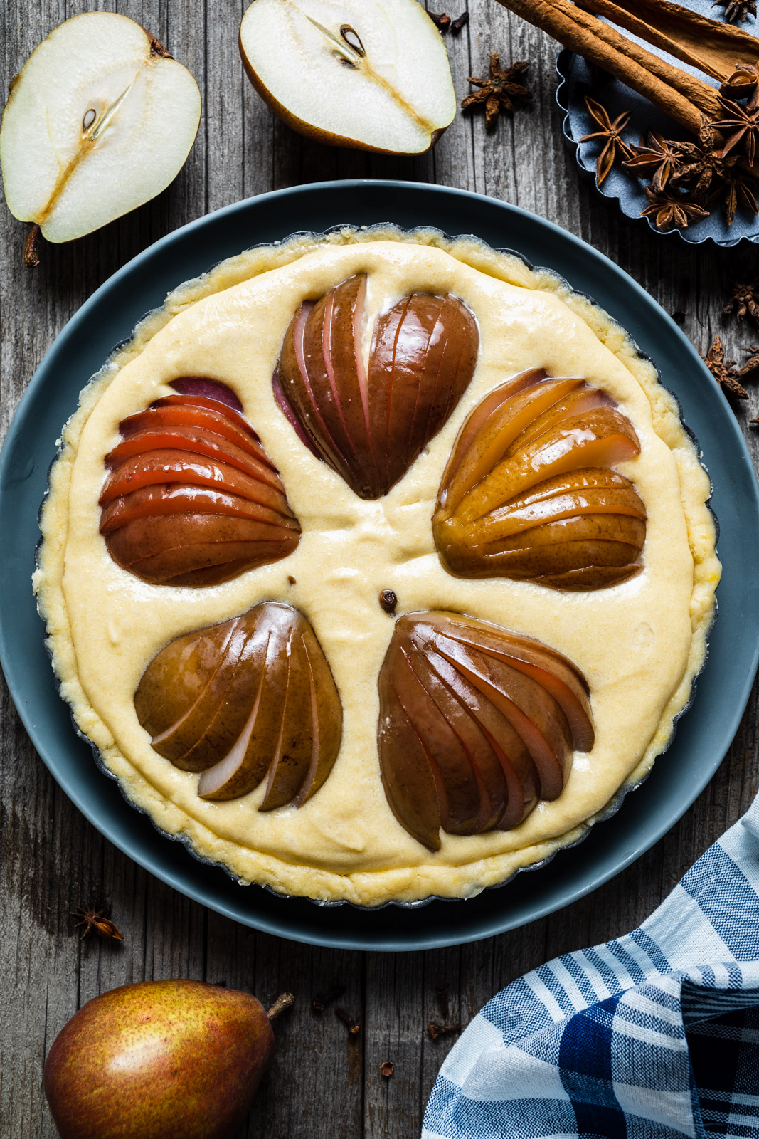 Poached Pear and Almond Tart