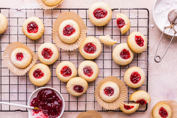 Jam Drop Shortbread Cookies