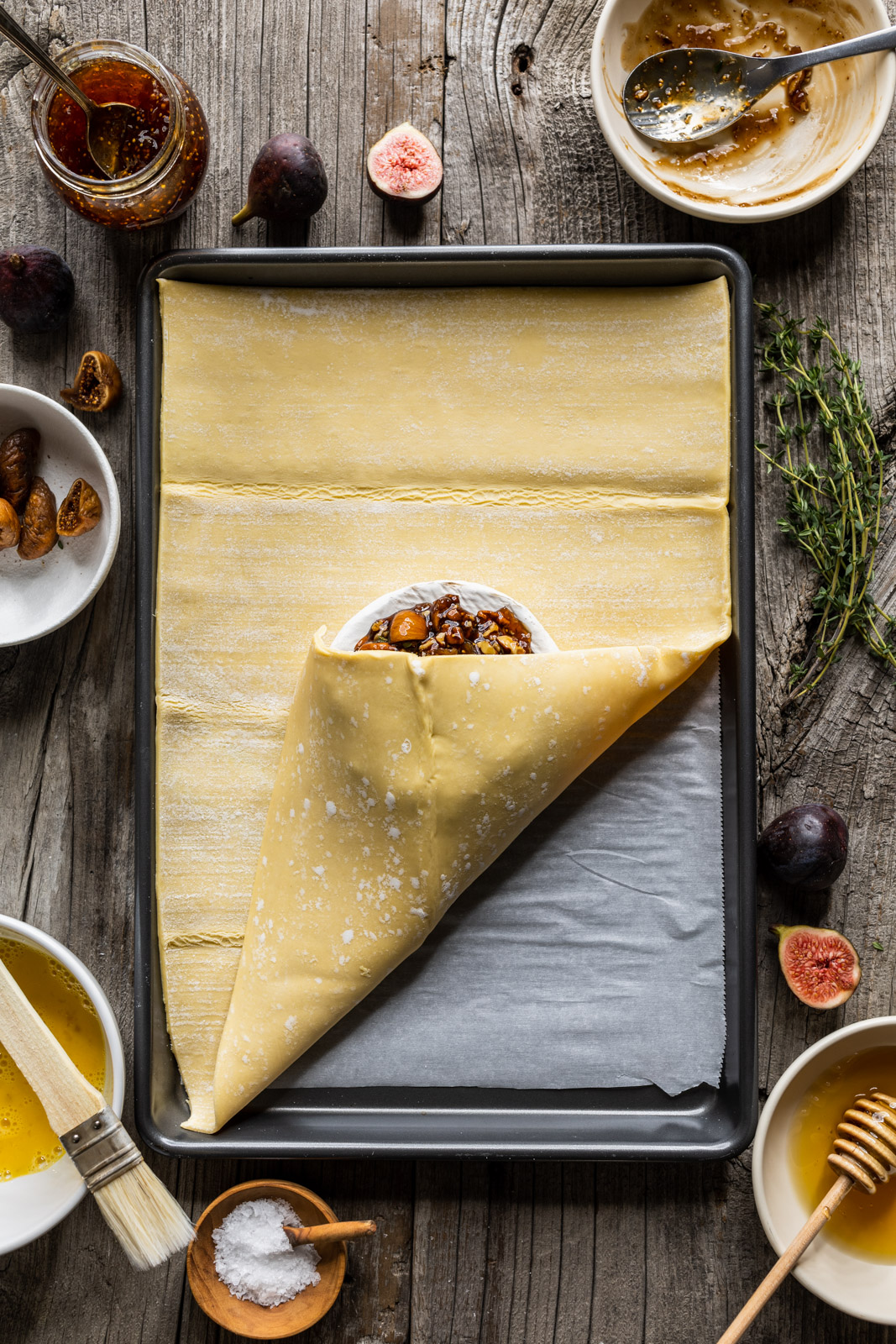 Baked Brie in Puffed Pastry With Honey Bourbon Figs